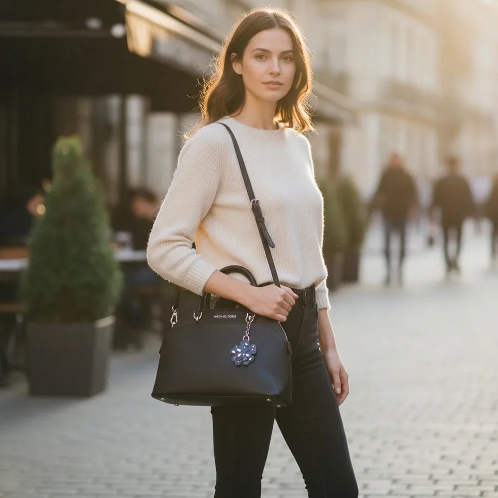 Michael Kors Black Leather Crossbody Bag | OS Regular